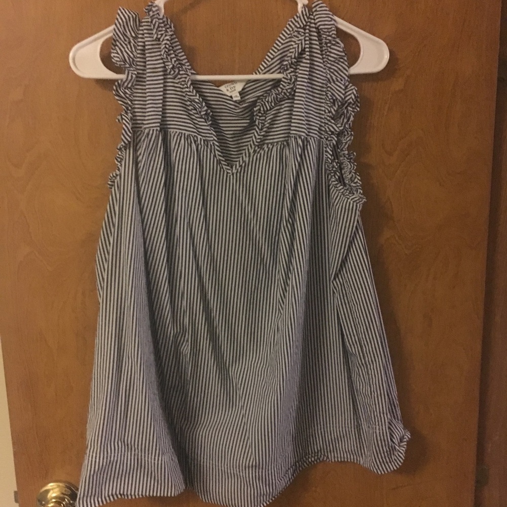 Crown & Ivy Striped Tank Top, Size 1X